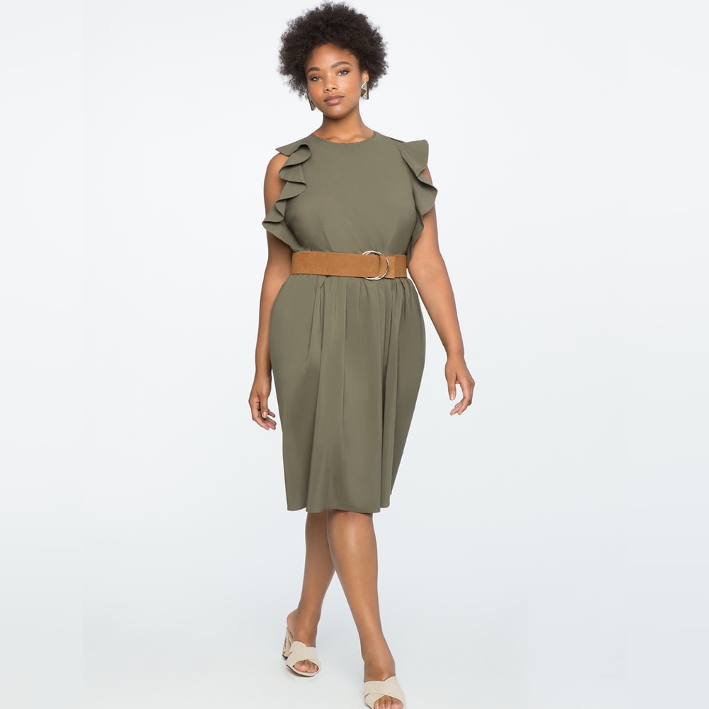 Eloquii Flutter Sleeve Fit and Flare Dress